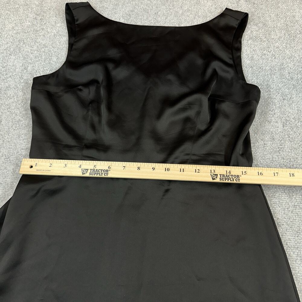 Reformation Zenni Satin Mini Dress Black Sleeveless Boat Neck Open Back Size 10 - Picture 7 of 13